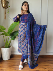 New Exclusive Collection of Hand Block Printed Stitched Cotton Suits With Cotton Dupatta in Beautiful Colours (BFSCS29)