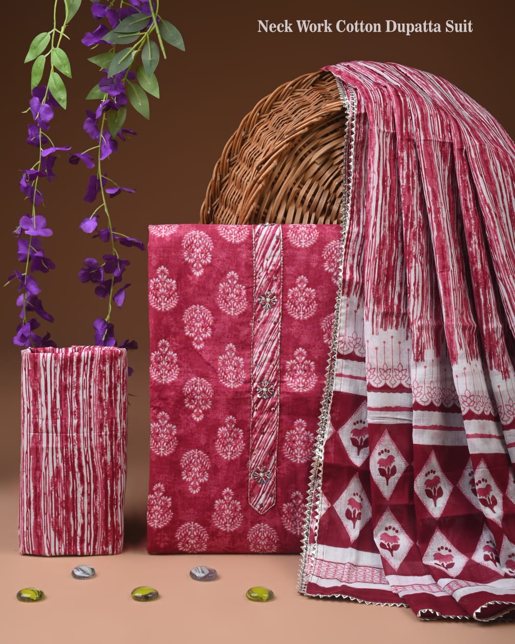 PREMIUM GOTA PATTI COTTON SUIT SET WITH COTTON DUPATTA(BFCOTGH88)