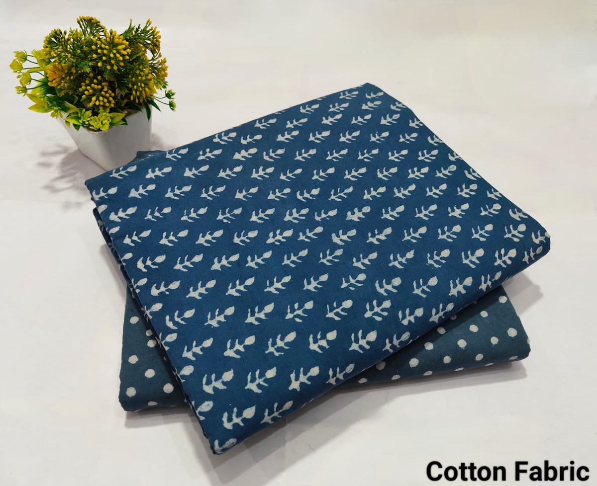 Premium Hand Block Printed Cotton Suit Top And Bottom Set(BFTB093)