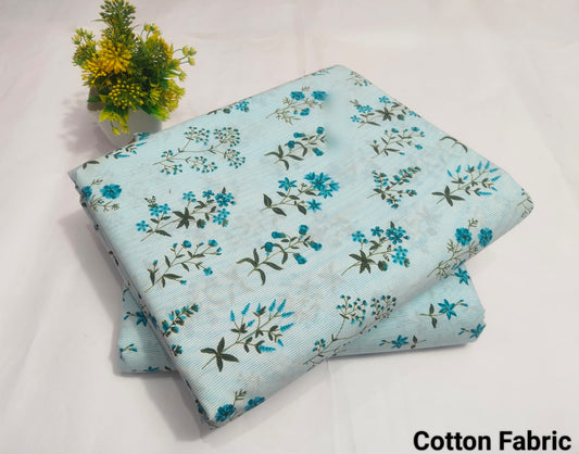 Sky Blue Floral Cotton Fabric | (BFTB116)
