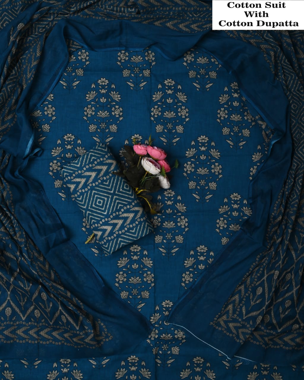 Exclusive Hand Block Cotton Suit With Cotton Dupatta