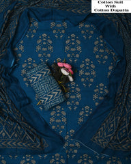Exclusive Hand Block Cotton Suit With Cotton Dupatta