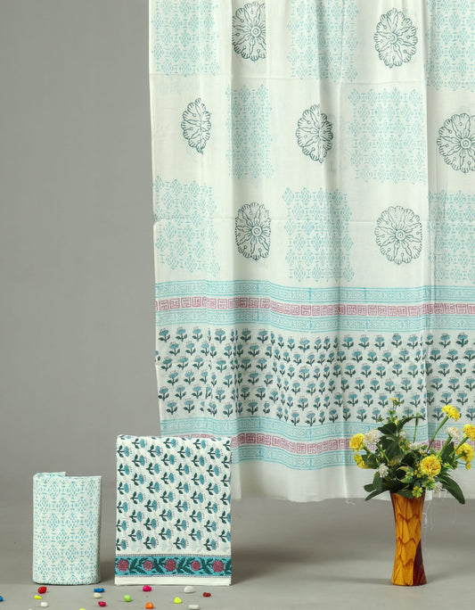 Exclusive Hand Block Cotton Suit With Cotton Dupatta(BFCOT36)