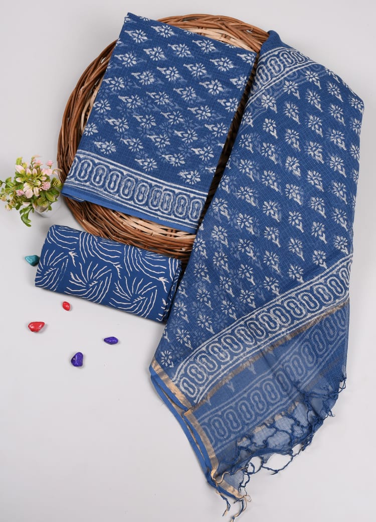 Premium Sanganeri Printed kota Suit With Kota Doria Duppta(BFFKO46)