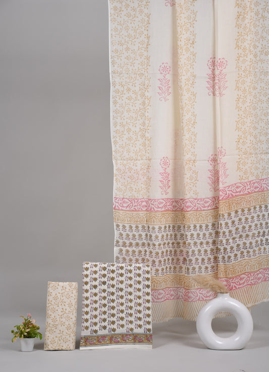 Exclusive Hand Block Cotton Suit With Cotton Dupatta(BFCOT63)