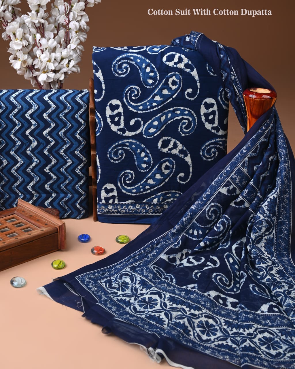 Exclusive Hand Block Cotton Suit With Cotton Dupatta