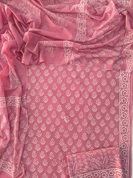 Exclusive Hand Block Cotton Suit With Cotton Dupatta(BFCOT78)