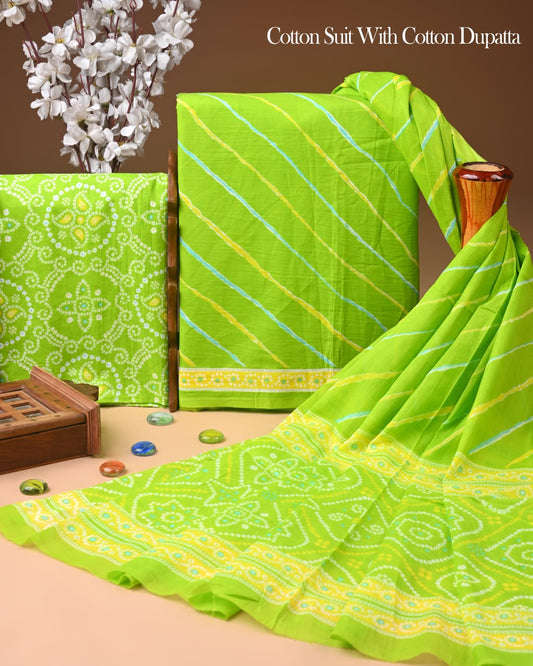 Exclusive Hand Block Cotton Suit With Cotton Dupatta(BFCOT195)