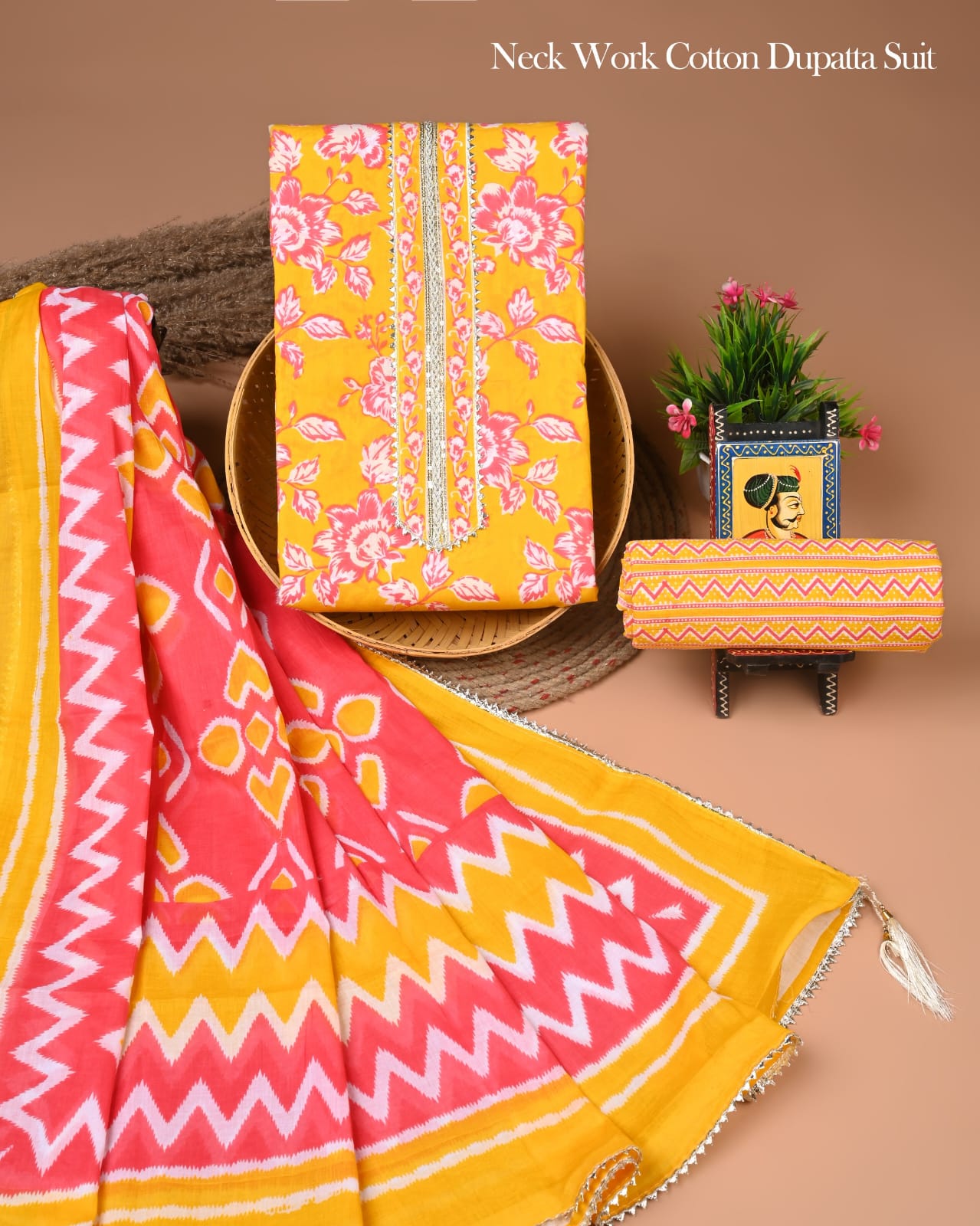 PREMIUM GOTA PATTI COTTON SUIT SET WITH COTTON DUPATTA(BFCOTGP10)