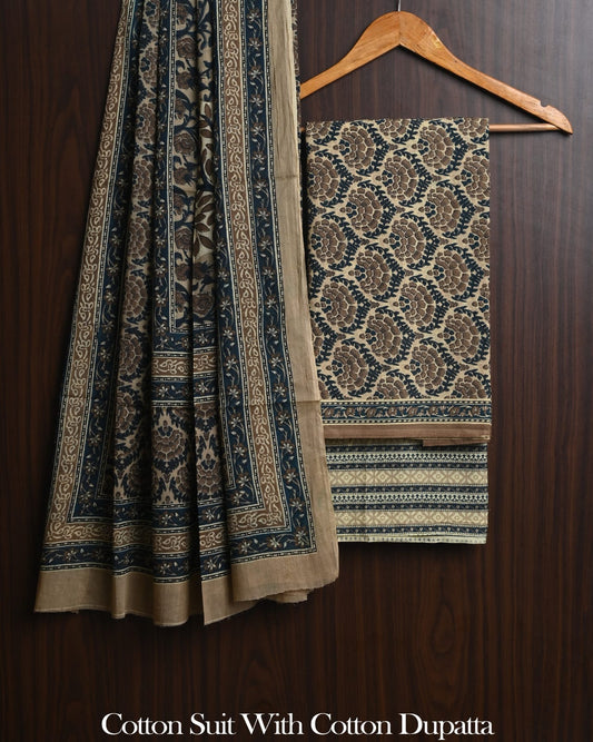 Exclusive Hand Block Cotton Suit With Cotton Dupatta