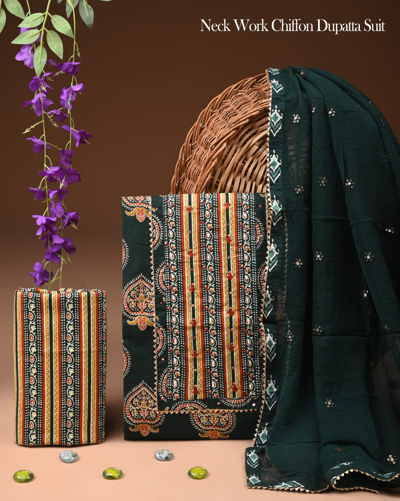PREMIUM GOTA PATTI COTTON SUIT SET WITH CHIFFON DUPATTA