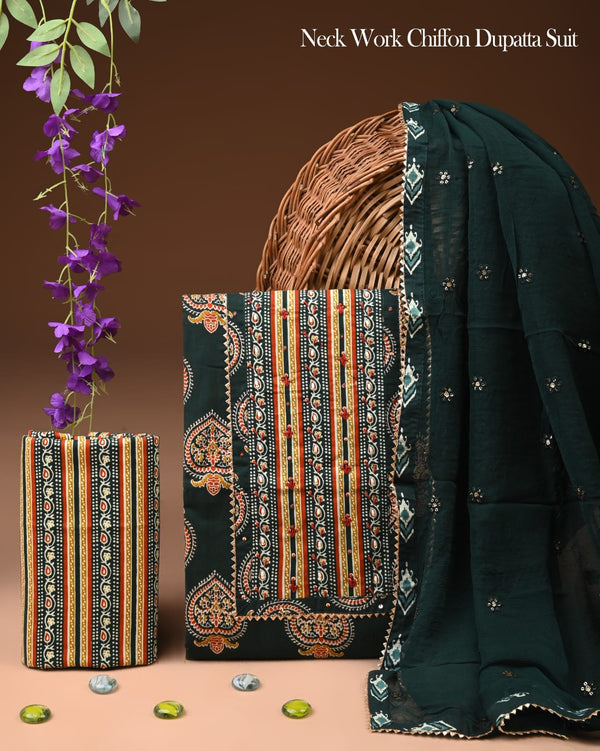 PREMIUM GOTA PATTI COTTON SUIT SET WITH CHIFFON DUPATTA