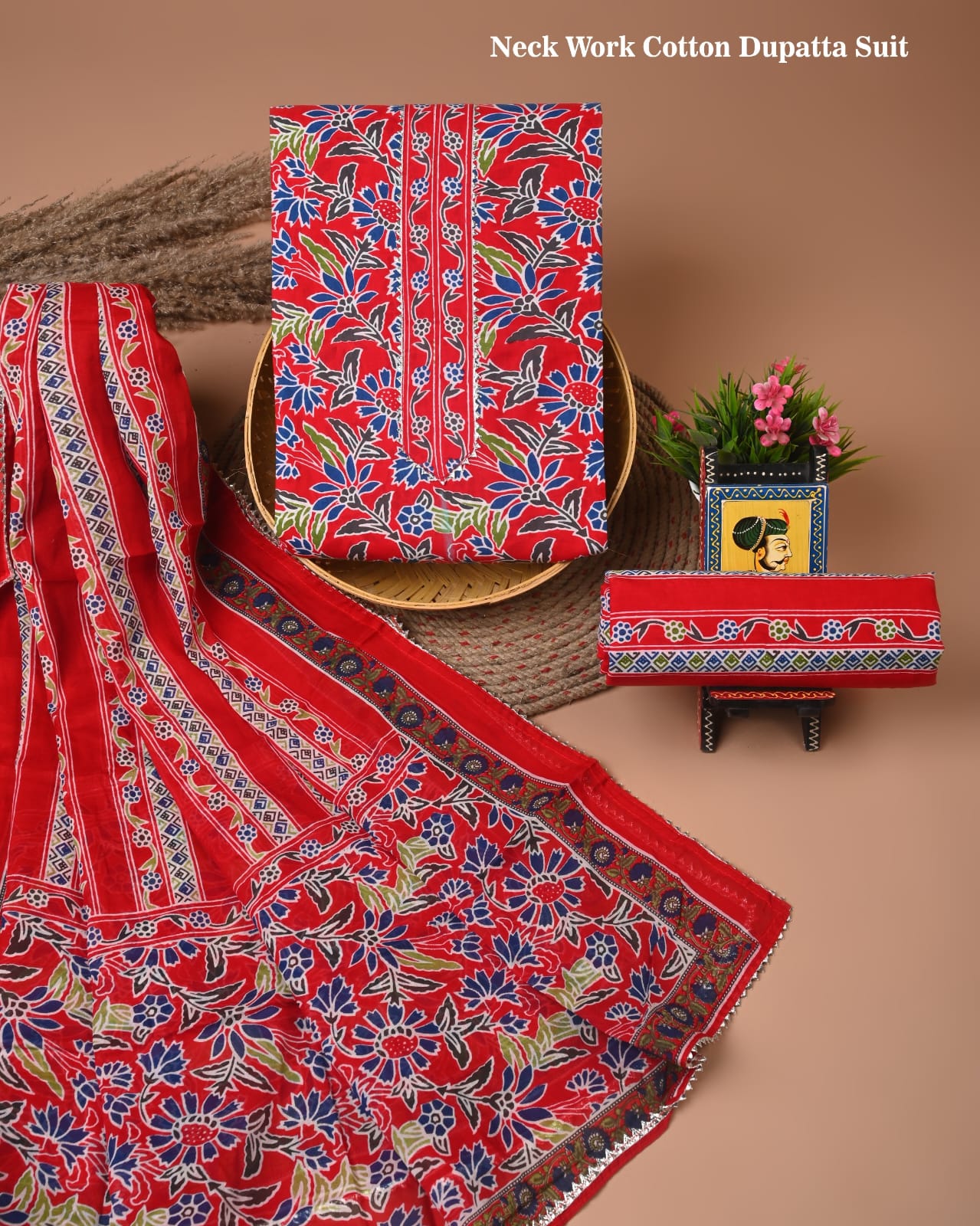 PREMIUM GOTA PATTI COTTON SUIT SET WITH COTTON DUPATTA(BFCOTGP30)