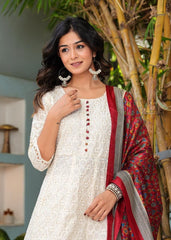*New Chikankari Design Set*

 *Trust our new arrivals classic comfortable chikankari cotton sets in the most beautiful two summer colors*

 *Pure Chikankari Anarkali kurti with pant and silk chanderi digital Print dupatta set*