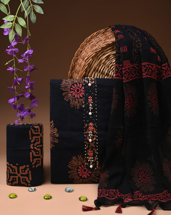 PREMIUM GOTA PATTI COTTON SUIT SET WITH CHIFFON DUPATTA