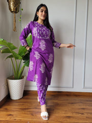 New Exclusive Hand  block printed Stitched Cotton  Kurtis with Pant