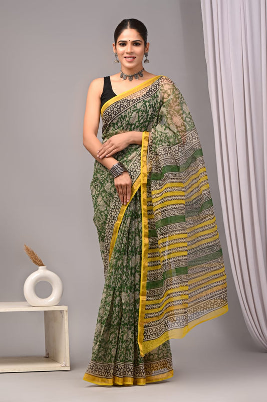 Green & Yellow kota doriya saree (BFKS32)