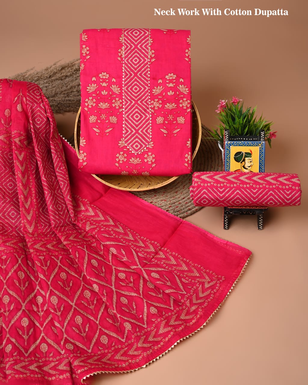 PREMIUM GOTA PATTI COTTON SUIT SET WITH COTTON DUPATTA(BFCOTGH110)