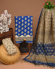 Premium Sanganeri Printed Cotton Suit With Kota Doria Dupatta
