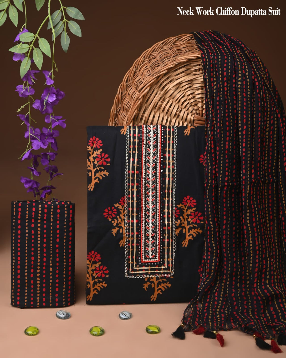 PREMIUM GOTA PATTI COTTON SUIT SET WITH CHIFFON DUPATTA(BSCOTGC69)