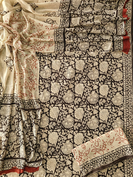 Exclusive Hand Block Cotton Suit With Cotton Dupatta(BFCOT113)