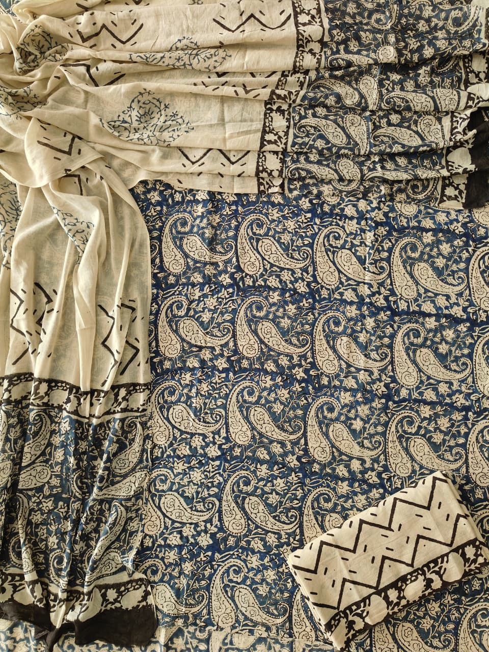 Exclusive Hand Block Cotton Suit With Cotton Dupatta(BFCOT112)